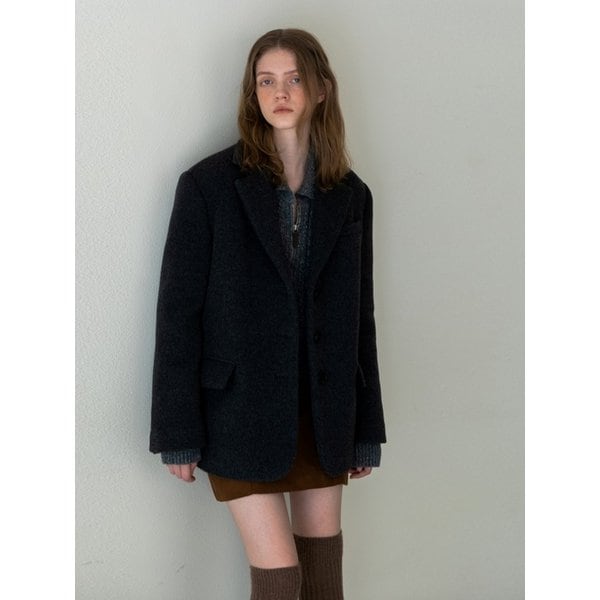 WOOL CLASSIC HALF COAT CHARCOAL