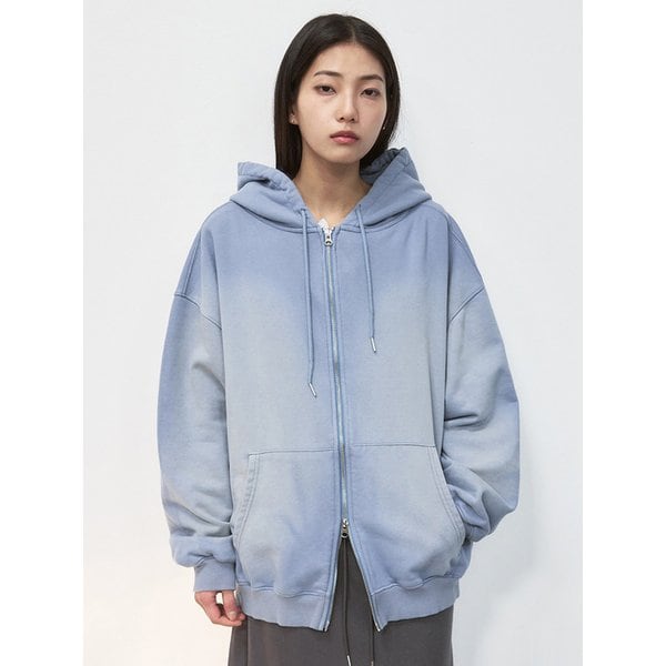 오버사이즈 워시드 후드 집업 [sky blue]