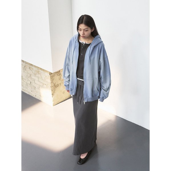 오버사이즈 워시드 후드 집업 [sky blue]