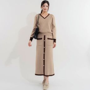 엘린 배색 금장 투피스 세트_P440359754