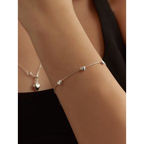 [연말 스페셜 6mm+10mm 진주귀걸이 증정][925 silver] Repeat heart bracelet