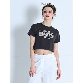 PRINT CROP LETTERING T-SHIRT GREY MBCSTO023GR