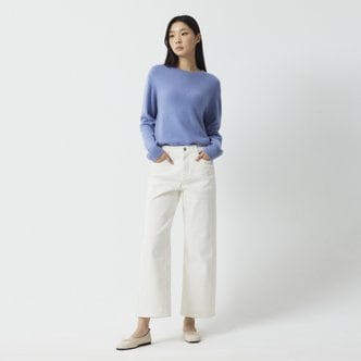 JAJU 여 세미 와이드 데님 팬츠(IVORY / BLUE / LIGHT BLUE / BLACK)