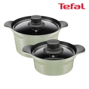 [BIZ][Tefal] 테팔 인덕션 티타늄 아로마 통주물 2종세트 (뚝배기 18cm+양수냄비 24cm)