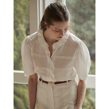 비뮤즈맨션 Lace collar vintage blouse - Off white