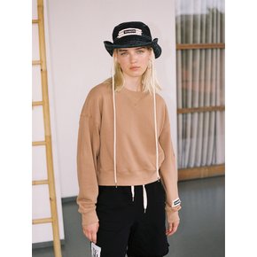 WRIST LOGO CROP SWEATSHIRT_CAMEL