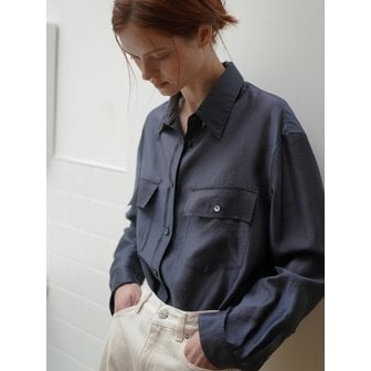 UNNOUT OVERSIZED SHEER SHIRT CLOUDY NAVY