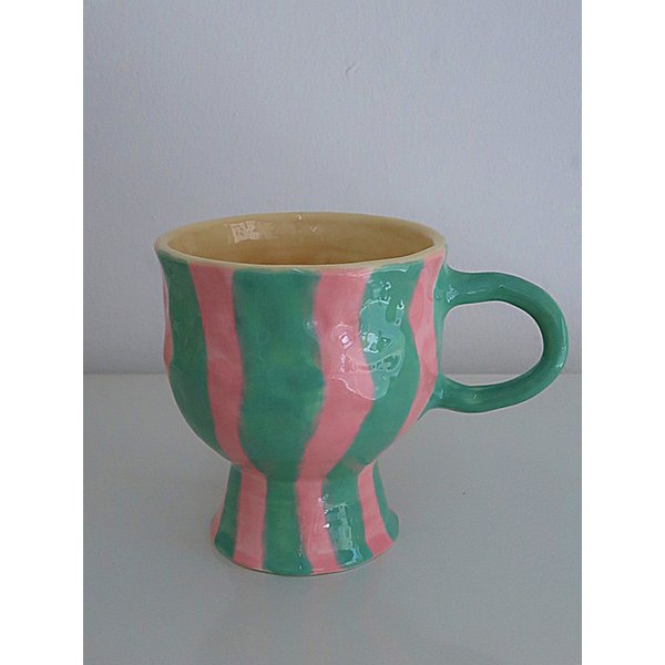 민트핑크 스트라이프 고블렛잔