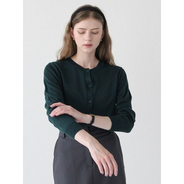 베이직 라운드 가디건_deep green
