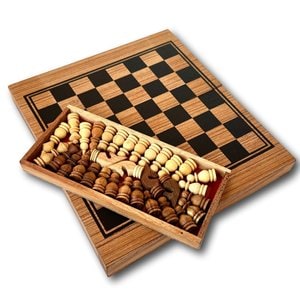  Rurumi 목제 체스 & 백개먼 접기 보드 게임 M사이즈