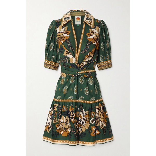 팜리오 아일라 타이 프론트 플로럴 코튼 포플린 미니 원피스 46376663162974269