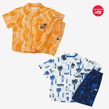 뉴발란스키즈 Waterful land_패턴 시어서커 셔츠 셋업 (NK9YF2401U)