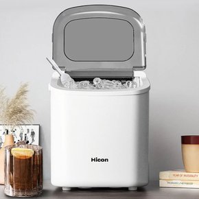 HICON 휴대용 제빙기 사무실 가정용 셀프 자동 세척 얼음크기 조절 HZB-16H 화이트