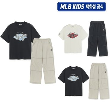 MLB키즈 [백화점 공식]  25SS  스트릿 반팔, 우븐팬츠 세트  7AS1B4153 (3color)