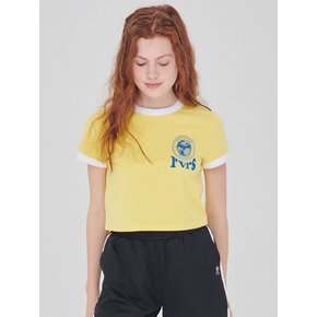 Ringer Crop Short Sleeve T-Shirt Yellow