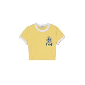 Ringer Crop Short Sleeve T-Shirt Yellow