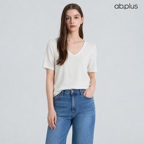 [ab.plus/신상] 레이온 U넥 네추럴 루즈핏 반팔티 (LSA5MK45A)