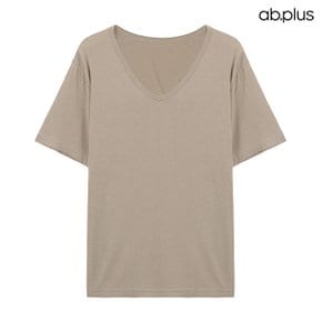 [ab.plus/신상] 레이온 U넥 네추럴 루즈핏 반팔티 (LSA5MK45A)