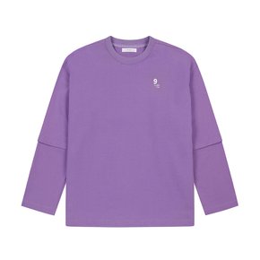 남성 밑단 스트링 레이어드 긴팔 티셔츠 L VIOLET