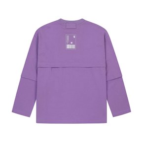 남성 밑단 스트링 레이어드 긴팔 티셔츠 L VIOLET