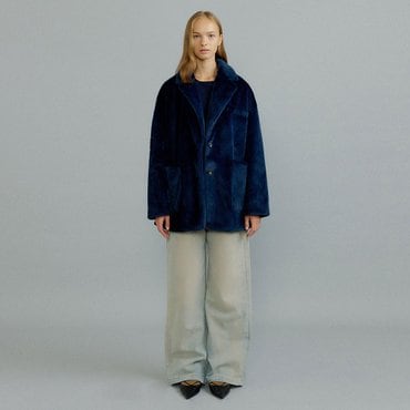 몰리올리 MOLI light fur blazer jacket [navy]