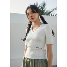 [BLUE LABEL] 자수 포인트 슬림 V넥 반팔 풀오버 (EQ2OKH12)