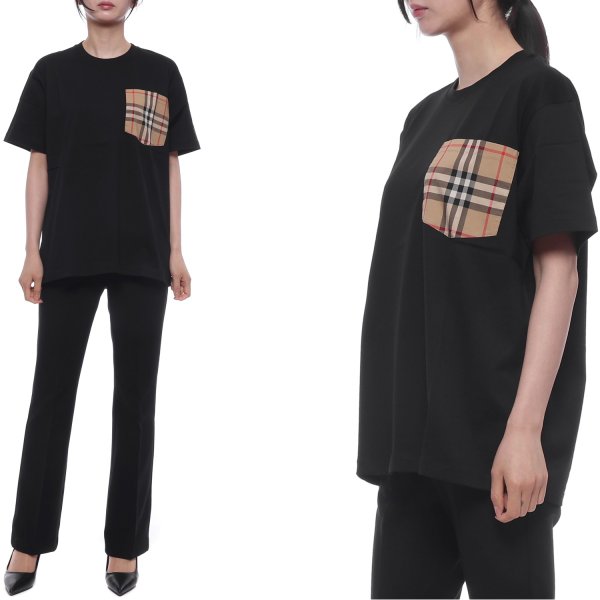 [부산점] 26SS 여성 체크 포켓 반팔티셔츠 (8103970 BLACK 26S)