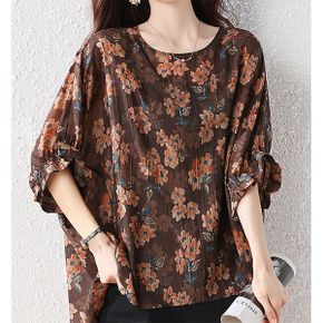 루즈핏 링클플라워 블라우스 70D53D_P430986475