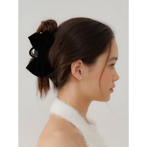 regular_double ribbon velvet hair clip_black