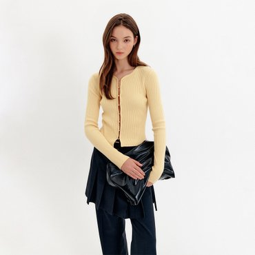 룩캐스트 론스 슬림 니트 가디건_엘로우 / RONS SLIM KNIT CARDIGAN_YELLOW