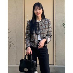 [헤지스 여성] [[24FW]] HSJA4D770W2 [온라인전용][HARRIS TWEED] 라운드넥 자켓 브라운