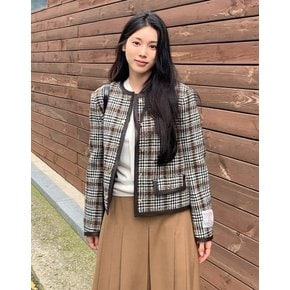 [헤지스 여성] [[24FW]] HSJA4D770W2 [온라인전용][HARRIS TWEED] 라운드넥 자켓 브라운