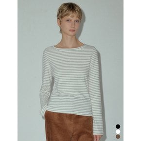 Angora Blend Stripe Boat Neck T-Shirt_CTT346(3color)