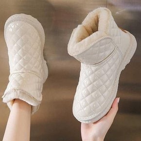 [오노마] ONM 여성 털 따뜻한 체크 패턴 신발 추울 때 발이 편한