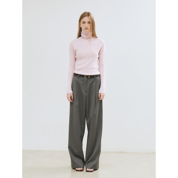 Rib basic  pullover - italy cashmere 100% (L/pink)