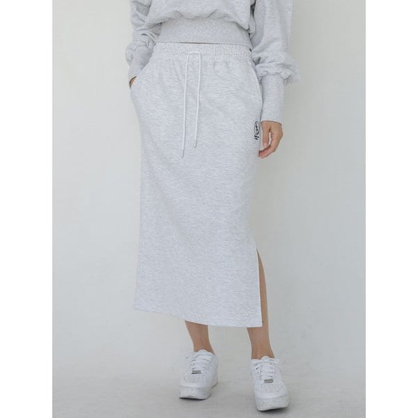 우먼즈 스웻 롱 스커트 그레이화이트