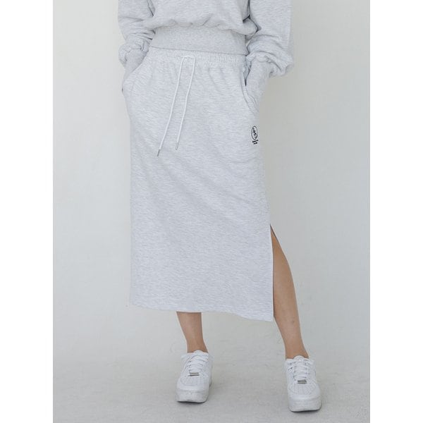 우먼즈 스웻 롱 스커트 그레이화이트