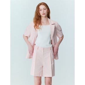 Linen one-tuck Bermuda pants_Pink