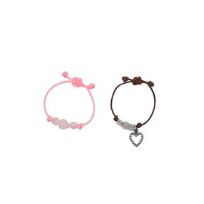 gem string ring set-pink brown