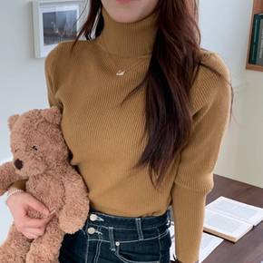 / 가을 겨울이너 무지니트 긴팔 골지목폴라 티셔츠_5