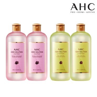 AHC 허브솔루션 대용량 토너 500ml 2개 [로즈/레몬 택1]