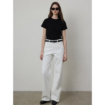 퀸스래빗 Paul Semi Wide Fit Washing Denim Pants - WHITE