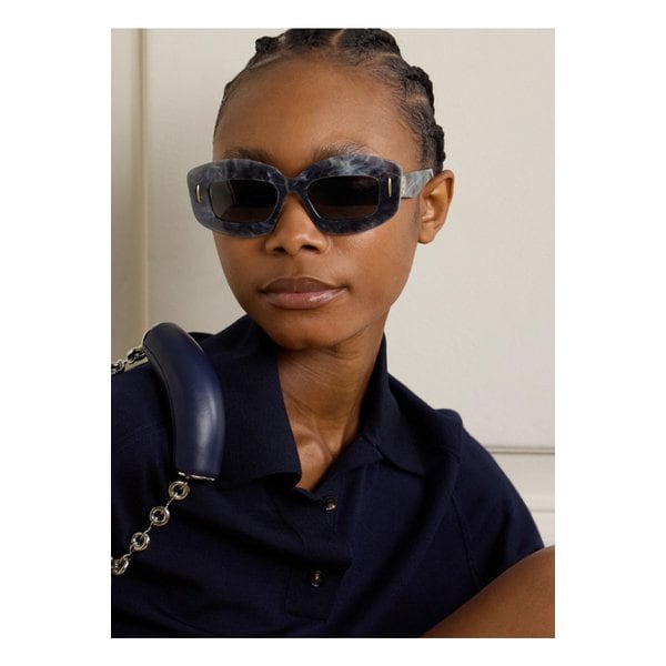 스크린 스퀘어 프레임 마블 아세테이트 선글라스 블랙 1647597349770278