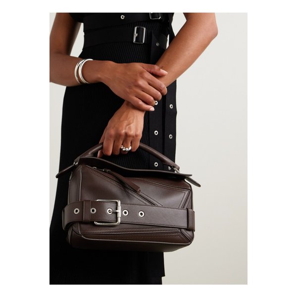 퍼즐 바이커 스몰 벨트 가죽 토트 다크 브라운 46376663162858942