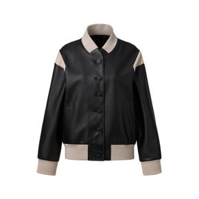 Unisex Italian nappa Lambskin Color block JK-Black