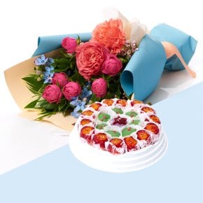 앙큼꽃다발 + 꽃모찌떡케익(대) 꽃배송 선물
