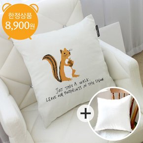 순면디자인쿠션+솜포함 45x45 베르겐의숲B다람쥐