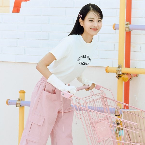 [파주점] 랩 버터 후로피 레터링 반팔 티셔츠 AQ1CT320