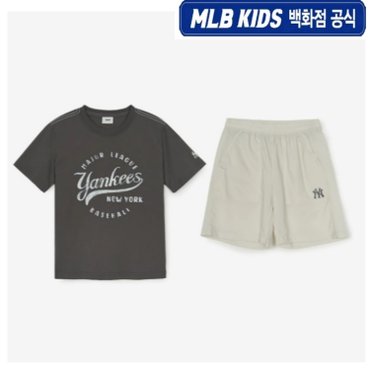 MLB키즈 [백화점 공식]25SS  빈티지 원형 아트웍 티셔츠 세트  7AS1VT153-50CGS