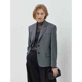 Semi Overfit Wool Stretch Tailored Jacket_Grey